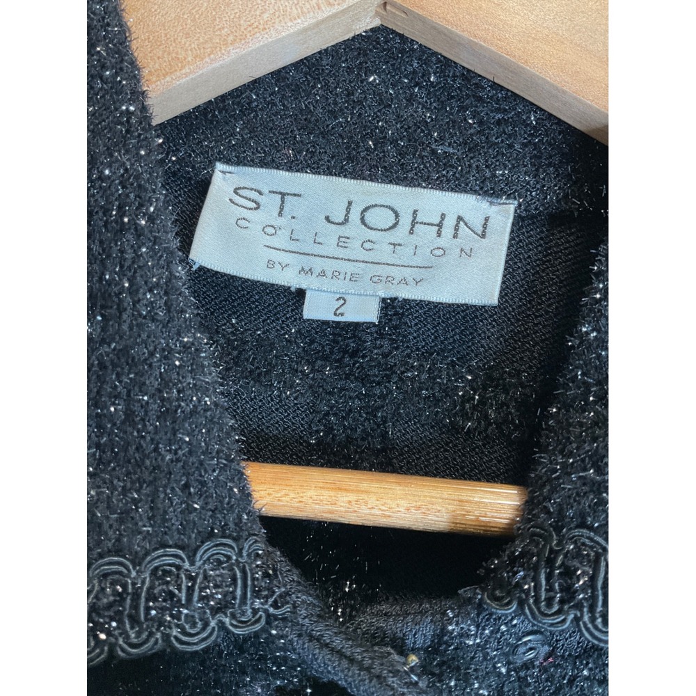 St. John Marie Wool Tweed Cardigan Jacket Blazer Sweater Santana Knit Metallic 2 - Picture 4 of 7
